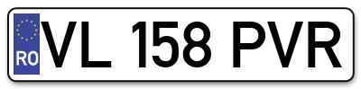 Placuta inmatriculare numar auto  VL-158-PVR, VL 158 PVR, VL158PVR