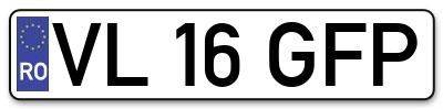 Placuta inmatriculare numar auto  VL-16-GFP, VL 16 GFP, VL16GFP