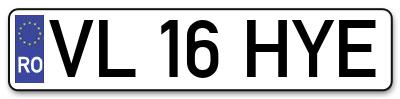 Placuta inmatriculare numar auto  VL-16-HYE, VL 16 HYE, VL16HYE