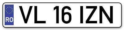 Placuta inmatriculare numar auto  VL-16-IZN, VL 16 IZN, VL16IZN