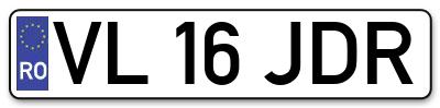 Placuta inmatriculare numar auto  VL-16-JDR, VL 16 JDR, VL16JDR