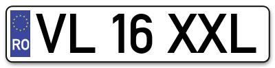 Placuta inmatriculare numar auto  VL-16-XXL, VL 16 XXL, VL16XXL