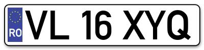 Placuta inmatriculare numar auto  VL-16-XYQ, VL 16 XYQ, VL16XYQ