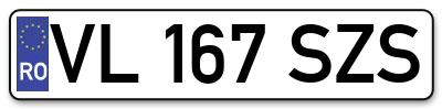 Placuta inmatriculare numar auto  VL-167-SZS, VL 167 SZS, VL167SZS