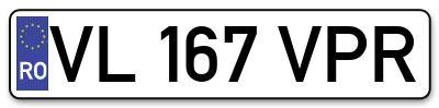 Placuta inmatriculare numar auto  VL-167-VPR, VL 167 VPR, VL167VPR
