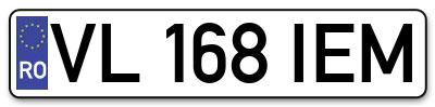 Placuta inmatriculare numar auto  VL-168-IEM, VL 168 IEM, VL168IEM