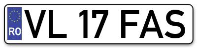 Placuta inmatriculare numar auto  VL-17-FAS, VL 17 FAS, VL17FAS