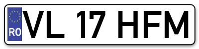 Placuta inmatriculare numar auto  VL-17-HFM, VL 17 HFM, VL17HFM