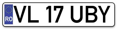 Placuta inmatriculare numar auto  VL-17-UBY, VL 17 UBY, VL17UBY