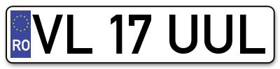Placuta inmatriculare numar auto  VL-17-UUL, VL 17 UUL, VL17UUL