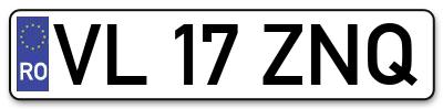 Placuta inmatriculare numar auto  VL-17-ZNQ, VL 17 ZNQ, VL17ZNQ