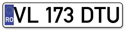 Placuta inmatriculare numar auto  VL-173-DTU, VL 173 DTU, VL173DTU