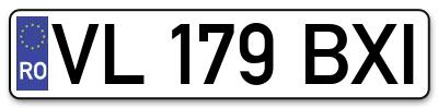 Placuta inmatriculare numar auto  VL-179-BXI, VL 179 BXI, VL179BXI