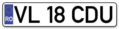 Placuta inmatriculare numar auto  VL-18-CDU, VL 18 CDU, VL18CDU