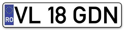 Placuta inmatriculare numar auto  VL-18-GDN, VL 18 GDN, VL18GDN