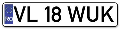 Placuta inmatriculare numar auto  VL-18-WUK, VL 18 WUK, VL18WUK