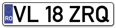 Placuta inmatriculare numar auto  VL-18-ZRQ, VL 18 ZRQ, VL18ZRQ