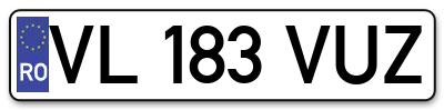 Placuta inmatriculare numar auto  VL-183-VUZ, VL 183 VUZ, VL183VUZ