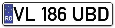 Placuta inmatriculare numar auto  VL-186-UBD, VL 186 UBD, VL186UBD