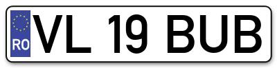 Placuta inmatriculare numar auto  VL-19-BUB, VL 19 BUB, VL19BUB