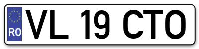 Placuta inmatriculare numar auto  VL-19-CTO, VL 19 CTO, VL19CTO