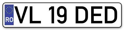 Placuta inmatriculare numar auto  VL-19-DED, VL 19 DED, VL19DED