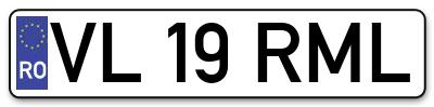 Placuta inmatriculare numar auto  VL-19-RML, VL 19 RML, VL19RML