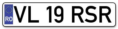 Placuta inmatriculare numar auto  VL-19-RSR, VL 19 RSR, VL19RSR