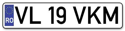 Placuta inmatriculare numar auto  VL-19-VKM, VL 19 VKM, VL19VKM