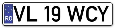 Placuta inmatriculare numar auto  VL-19-WCY, VL 19 WCY, VL19WCY