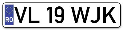 Placuta inmatriculare numar auto  VL-19-WJK, VL 19 WJK, VL19WJK