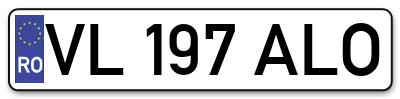 Placuta inmatriculare numar auto  VL-197-ALO, VL 197 ALO, VL197ALO