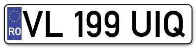 Placuta inmatriculare numar auto  VL-199-UIQ, VL 199 UIQ, VL199UIQ
