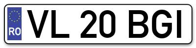 Placuta inmatriculare numar auto  VL-20-BGI, VL 20 BGI, VL20BGI