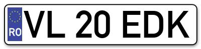 Placuta inmatriculare numar auto  VL-20-EDK, VL 20 EDK, VL20EDK