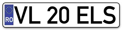 Placuta inmatriculare numar auto  VL-20-ELS, VL 20 ELS, VL20ELS