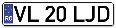 Placuta inmatriculare numar auto  VL-20-LJD, VL 20 LJD, VL20LJD