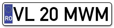 Placuta inmatriculare numar auto  VL-20-MWM, VL 20 MWM, VL20MWM