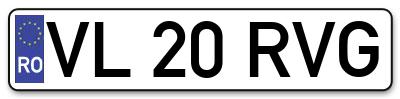 Placuta inmatriculare numar auto  VL-20-RVG, VL 20 RVG, VL20RVG