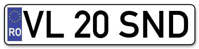 Placuta inmatriculare numar auto  VL-20-SND, VL 20 SND, VL20SND