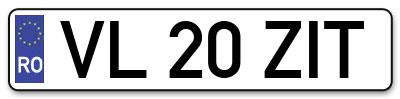 Placuta inmatriculare numar auto  VL-20-ZIT, VL 20 ZIT, VL20ZIT
