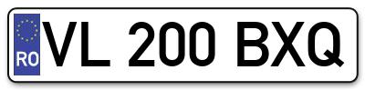 Placuta inmatriculare numar auto  VL-200-BXQ, VL 200 BXQ, VL200BXQ