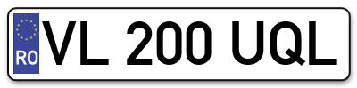 Placuta inmatriculare numar auto  VL-200-UQL, VL 200 UQL, VL200UQL