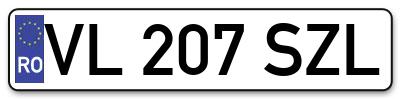 Placuta inmatriculare numar auto  VL-207-SZL, VL 207 SZL, VL207SZL