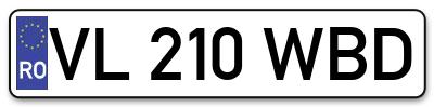 Placuta inmatriculare numar auto  VL-210-WBD, VL 210 WBD, VL210WBD