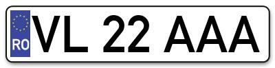 Placuta inmatriculare numar auto  VL-22-AAA, VL 22 AAA, VL22AAA