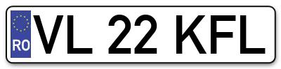 Placuta inmatriculare numar auto  VL-22-KFL, VL 22 KFL, VL22KFL