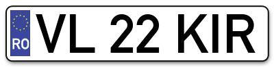 Placuta inmatriculare numar auto  VL-22-KIR, VL 22 KIR, VL22KIR