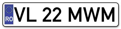 Placuta inmatriculare numar auto  VL-22-MWM, VL 22 MWM, VL22MWM