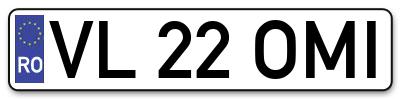 Placuta inmatriculare numar auto  VL-22-OMI, VL 22 OMI, VL22OMI